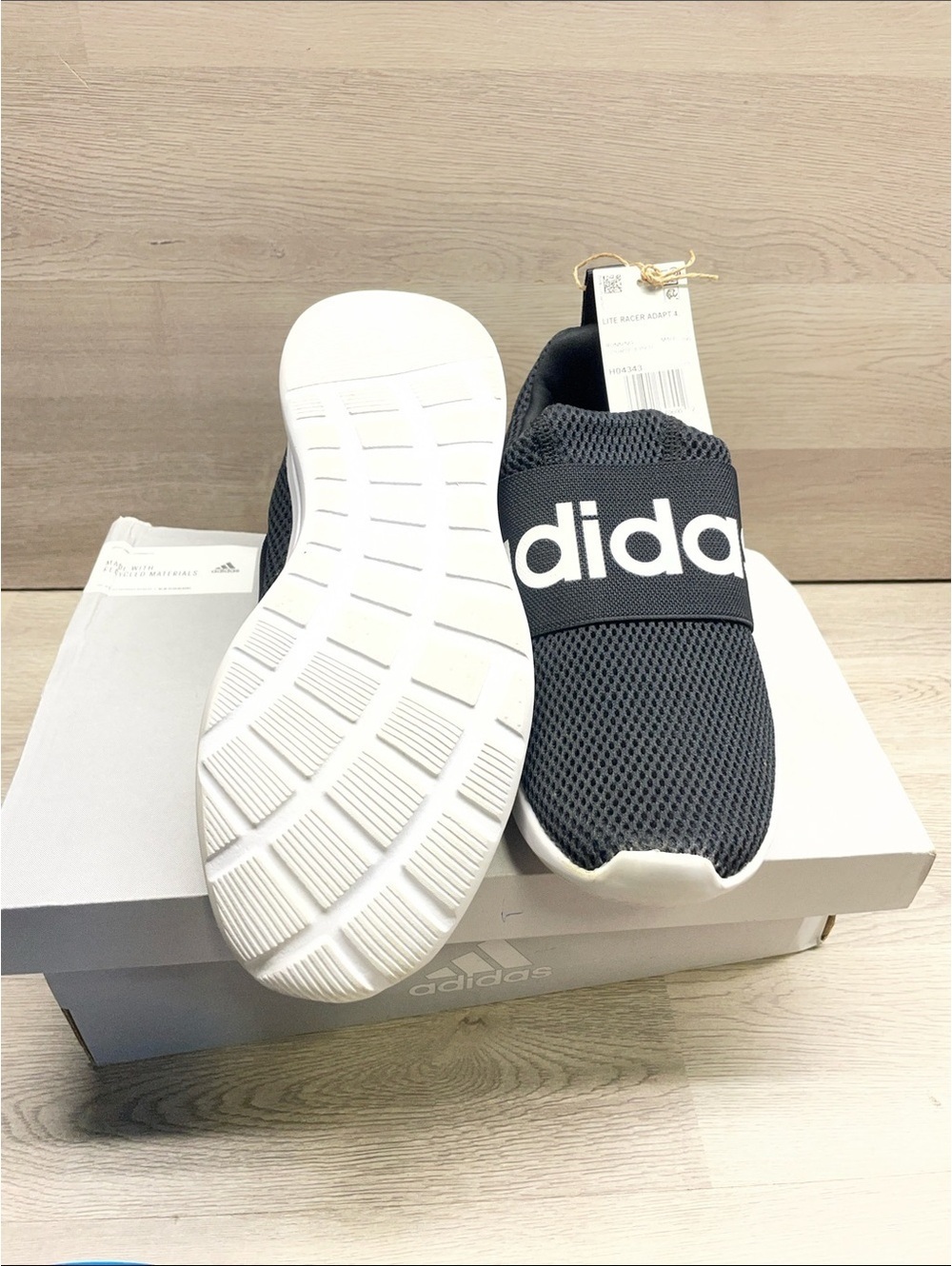 adidas Men's Slip-On Athletic Shoe in Black and White #130